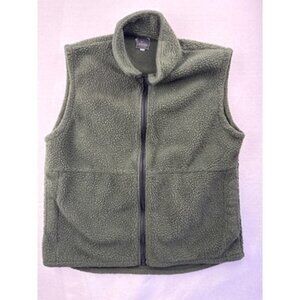 Vintage Black Crater Olive Green Mens Fleece Vest Size L Made In U.S.A.